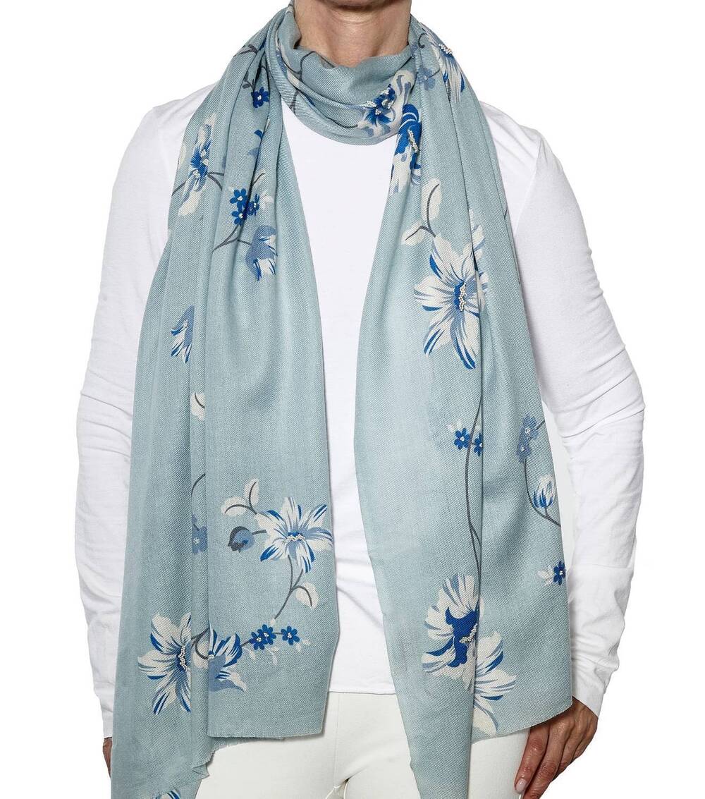 NEW PLUME NOVA rouge garden scarf in light blue